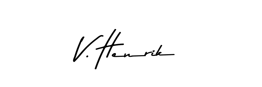 How to make V. Henrik name signature. Use Asem Kandis PERSONAL USE style for creating short signs online. This is the latest handwritten sign. V. Henrik signature style 9 images and pictures png