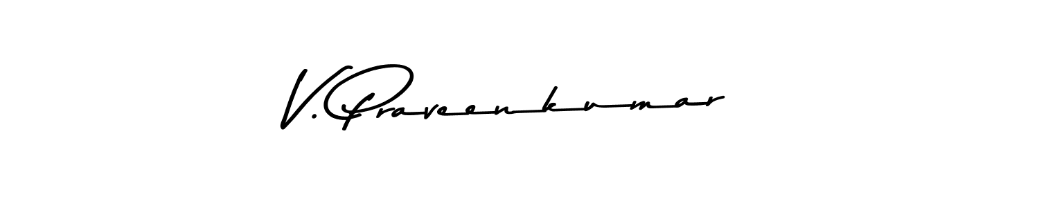 Use a signature maker to create a handwritten signature online. With this signature software, you can design (Asem Kandis PERSONAL USE) your own signature for name V. Praveenkumar. V. Praveenkumar signature style 9 images and pictures png