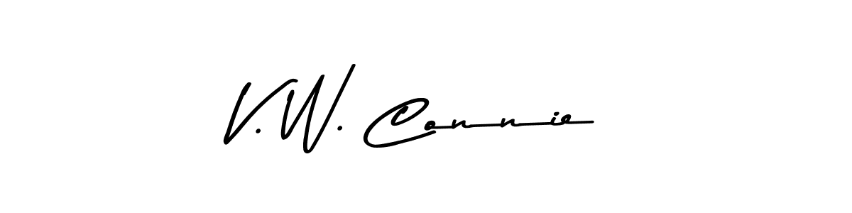 The best way (Asem Kandis PERSONAL USE) to make a short signature is to pick only two or three words in your name. The name V. W. Connie include a total of six letters. For converting this name. V. W. Connie signature style 9 images and pictures png