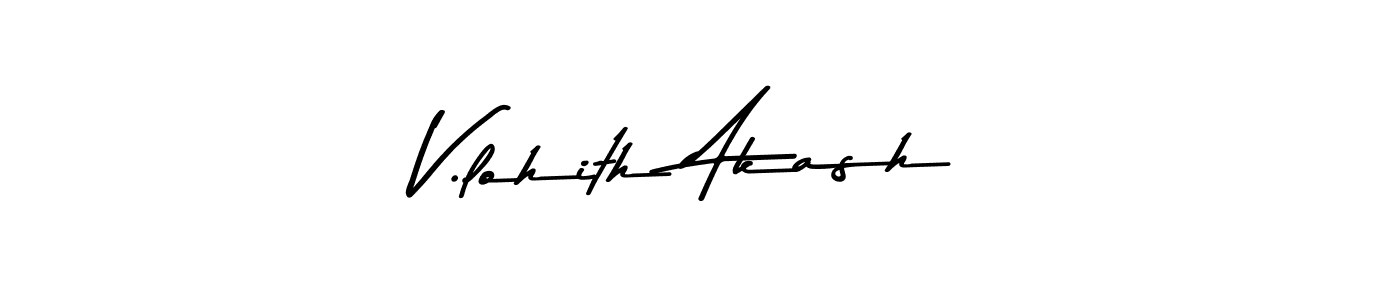 Make a beautiful signature design for name V.lohith Akash. With this signature (Asem Kandis PERSONAL USE) style, you can create a handwritten signature for free. V.lohith Akash signature style 9 images and pictures png