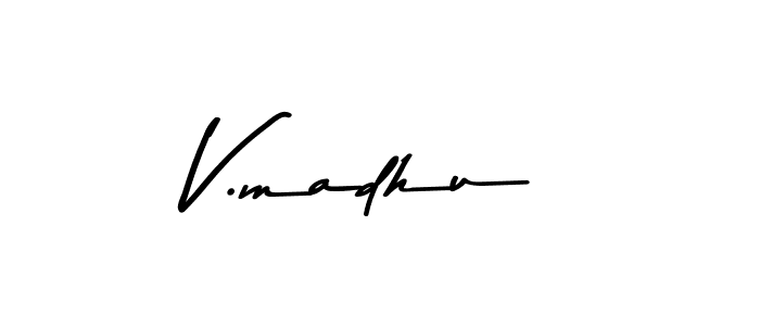 How to make V.madhu name signature. Use Asem Kandis PERSONAL USE style for creating short signs online. This is the latest handwritten sign. V.madhu signature style 9 images and pictures png