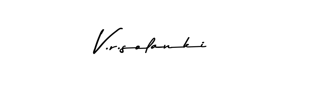 How to make V.r.solanki name signature. Use Asem Kandis PERSONAL USE style for creating short signs online. This is the latest handwritten sign. V.r.solanki signature style 9 images and pictures png