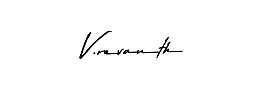 Create a beautiful signature design for name V.revanth. With this signature (Asem Kandis PERSONAL USE) fonts, you can make a handwritten signature for free. V.revanth signature style 9 images and pictures png