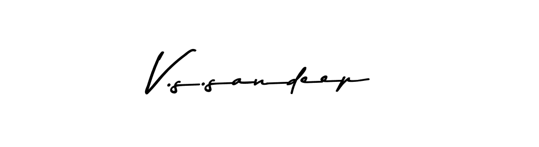 The best way (Asem Kandis PERSONAL USE) to make a short signature is to pick only two or three words in your name. The name V.s.sandeep include a total of six letters. For converting this name. V.s.sandeep signature style 9 images and pictures png