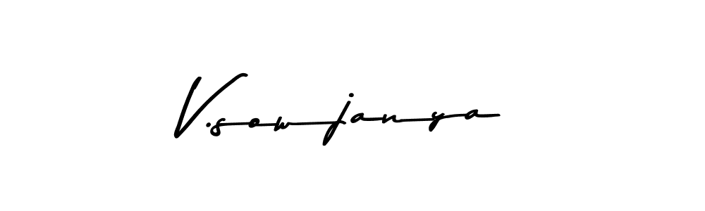 Make a beautiful signature design for name V.sowjanya. With this signature (Asem Kandis PERSONAL USE) style, you can create a handwritten signature for free. V.sowjanya signature style 9 images and pictures png