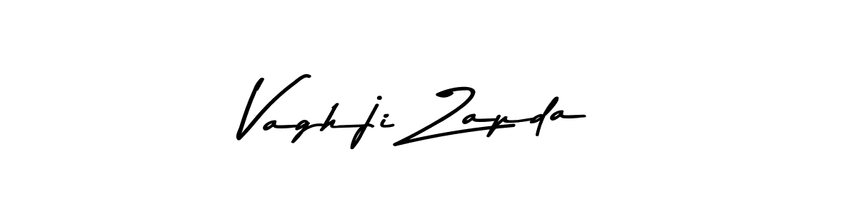 How to make Vaghji Zapda name signature. Use Asem Kandis PERSONAL USE style for creating short signs online. This is the latest handwritten sign. Vaghji Zapda signature style 9 images and pictures png