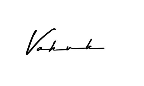 How to make Vahuk name signature. Use Asem Kandis PERSONAL USE style for creating short signs online. This is the latest handwritten sign. Vahuk signature style 9 images and pictures png