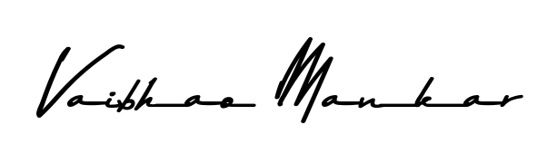 Create your official email sign-off with Vaibhao Mankar name in Asem Kandis PERSONAL USE style. Crisp, clean, and perfectly legible across all screens. Vaibhao Mankar signature style 9 images and pictures png