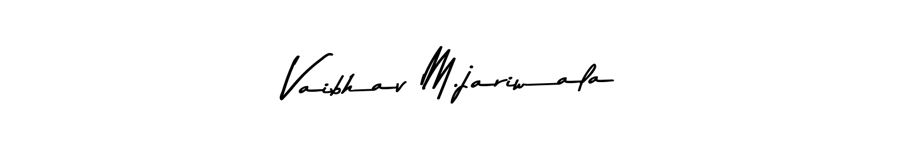 How to make Vaibhav M.jariwala name signature. Use Asem Kandis PERSONAL USE style for creating short signs online. This is the latest handwritten sign. Vaibhav M.jariwala signature style 9 images and pictures png