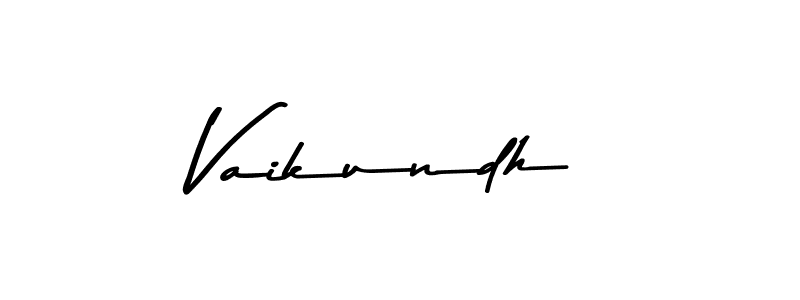 How to make Vaikundh name signature. Use Asem Kandis PERSONAL USE style for creating short signs online. This is the latest handwritten sign. Vaikundh signature style 9 images and pictures png