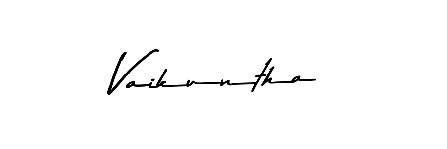 Create a beautiful signature design for name Vaikuntha. With this signature (Asem Kandis PERSONAL USE) fonts, you can make a handwritten signature for free. Vaikuntha signature style 9 images and pictures png