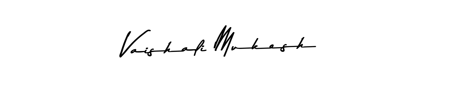 How to make Vaishali Mukesh name signature. Use Asem Kandis PERSONAL USE style for creating short signs online. This is the latest handwritten sign. Vaishali Mukesh signature style 9 images and pictures png