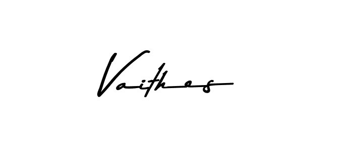 You can use this online signature creator to create a handwritten signature for the name Vaithes. This is the best online autograph maker. Vaithes signature style 9 images and pictures png