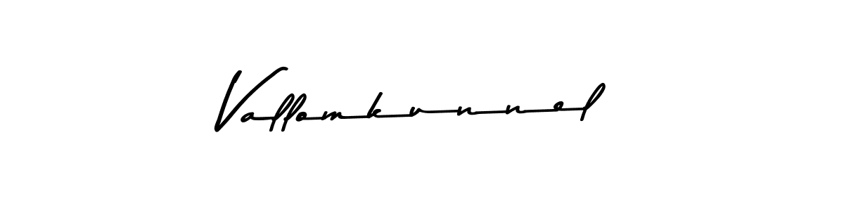Design your own signature with our free online signature maker. With this signature software, you can create a handwritten (Asem Kandis PERSONAL USE) signature for name Vallomkunnel. Vallomkunnel signature style 9 images and pictures png