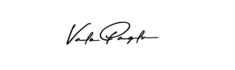 How to make Valo Paglu name signature. Use Asem Kandis PERSONAL USE style for creating short signs online. This is the latest handwritten sign. Valo Paglu signature style 9 images and pictures png