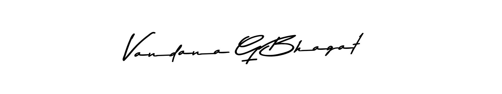How to make Vandana G Bhagat name signature. Use Asem Kandis PERSONAL USE style for creating short signs online. This is the latest handwritten sign. Vandana G Bhagat signature style 9 images and pictures png