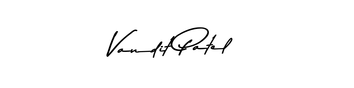 Create a beautiful signature design for name Vandit Patel. With this signature (Asem Kandis PERSONAL USE) fonts, you can make a handwritten signature for free. Vandit Patel signature style 9 images and pictures png