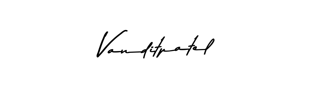 Make a beautiful signature design for name Vanditpatel. With this signature (Asem Kandis PERSONAL USE) style, you can create a handwritten signature for free. Vanditpatel signature style 9 images and pictures png