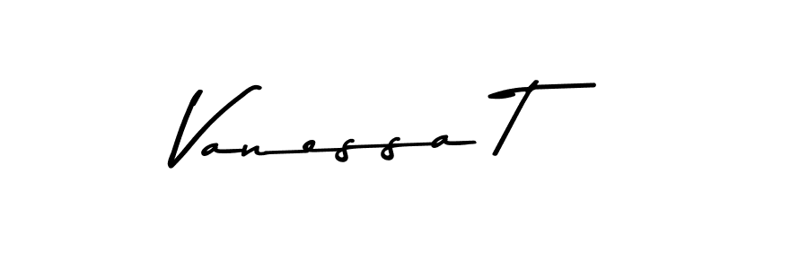 How to make Vanessa T name signature. Use Asem Kandis PERSONAL USE style for creating short signs online. This is the latest handwritten sign. Vanessa T signature style 9 images and pictures png