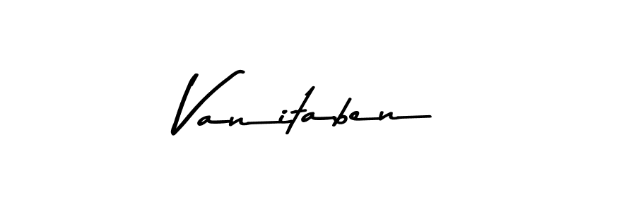 Make a beautiful signature design for name Vanitaben. With this signature (Asem Kandis PERSONAL USE) style, you can create a handwritten signature for free. Vanitaben signature style 9 images and pictures png