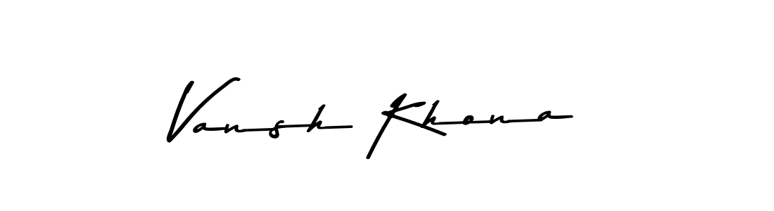 Make a beautiful signature design for name Vansh Khona. With this signature (Asem Kandis PERSONAL USE) style, you can create a handwritten signature for free. Vansh Khona signature style 9 images and pictures png