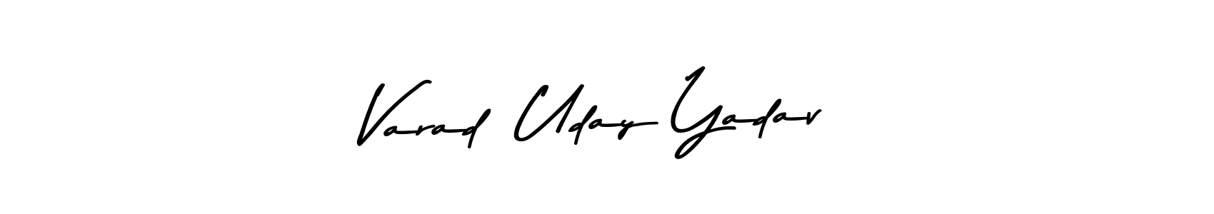 This is the best signature style for the Varad  Uday Yadav name. Also you like these signature font (Asem Kandis PERSONAL USE). Mix name signature. Varad  Uday Yadav signature style 9 images and pictures png