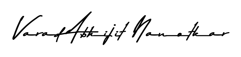 An effortless, minimalist signature concept for Varad Abhijit Nanotkar using Asem Kandis PERSONAL USE design. Clean lines that look great on any document. Varad Abhijit Nanotkar signature style 9 images and pictures png
