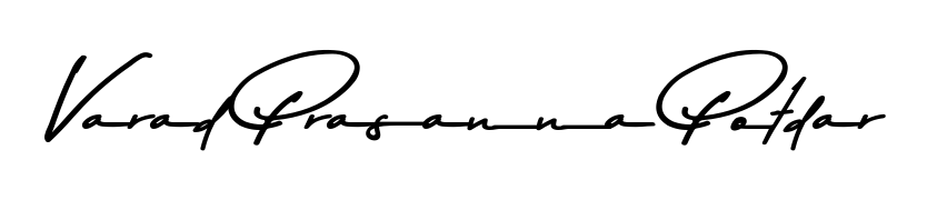 Generate high-definition signature styles for Varad Prasanna Potdar. The Asem Kandis PERSONAL USE typeface ensures crisp legibility and sophisticated design. Varad Prasanna Potdar signature style 9 images and pictures png