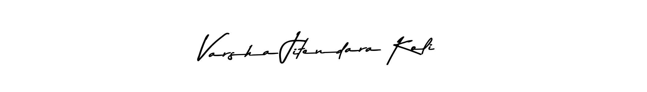 Create a beautiful signature design for name Varsha Jitendara Koli. With this signature (Asem Kandis PERSONAL USE) fonts, you can make a handwritten signature for free. Varsha Jitendara Koli signature style 9 images and pictures png