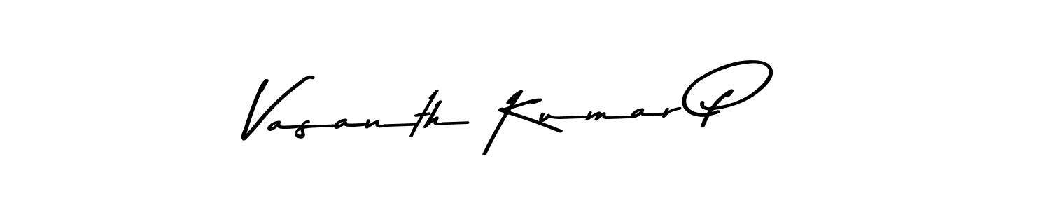 How to make Vasanth Kumar P name signature. Use Asem Kandis PERSONAL USE style for creating short signs online. This is the latest handwritten sign. Vasanth Kumar P signature style 9 images and pictures png