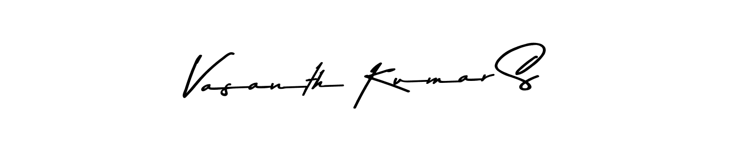 Create a beautiful signature design for name Vasanth Kumar S. With this signature (Asem Kandis PERSONAL USE) fonts, you can make a handwritten signature for free. Vasanth Kumar S signature style 9 images and pictures png