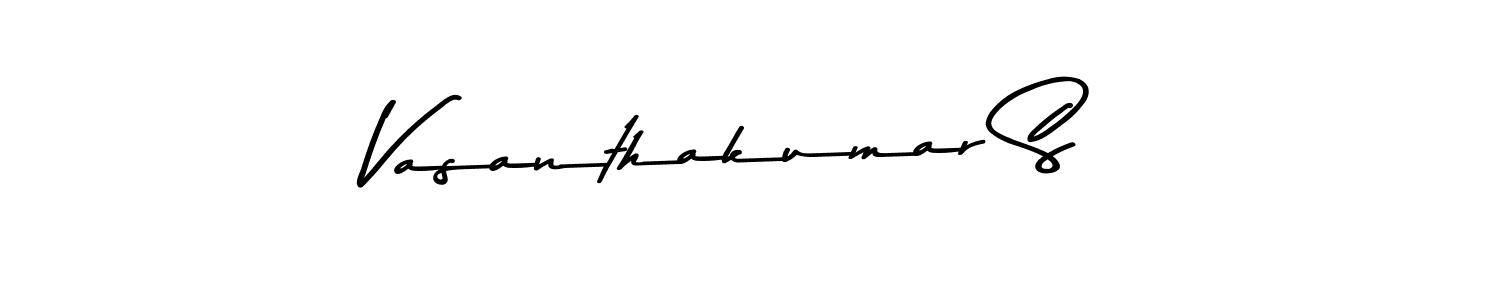 Create a beautiful signature design for name Vasanthakumar S. With this signature (Asem Kandis PERSONAL USE) fonts, you can make a handwritten signature for free. Vasanthakumar S signature style 9 images and pictures png