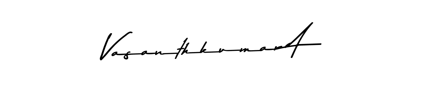 The best way (Asem Kandis PERSONAL USE) to make a short signature is to pick only two or three words in your name. The name Vasanthkumar A include a total of six letters. For converting this name. Vasanthkumar A signature style 9 images and pictures png