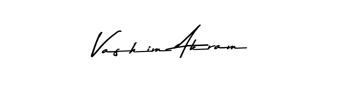 Create a beautiful signature design for name Vashim Akram. With this signature (Asem Kandis PERSONAL USE) fonts, you can make a handwritten signature for free. Vashim Akram signature style 9 images and pictures png