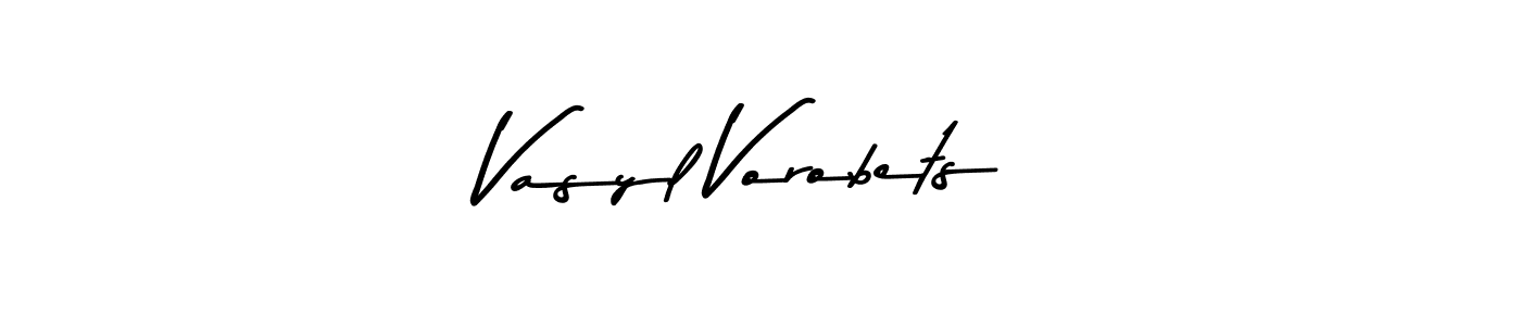 How to make Vasyl Vorobets name signature. Use Asem Kandis PERSONAL USE style for creating short signs online. This is the latest handwritten sign. Vasyl Vorobets signature style 9 images and pictures png