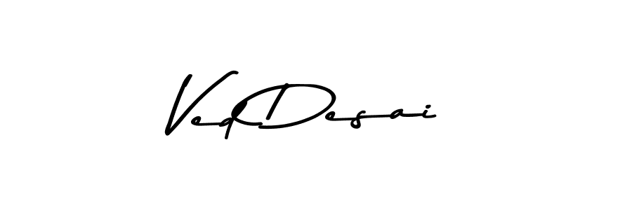 Design your own signature with our free online signature maker. With this signature software, you can create a handwritten (Asem Kandis PERSONAL USE) signature for name Ved Desai. Ved Desai signature style 9 images and pictures png