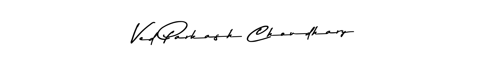 How to make Ved Parkash Choudhary name signature. Use Asem Kandis PERSONAL USE style for creating short signs online. This is the latest handwritten sign. Ved Parkash Choudhary signature style 9 images and pictures png