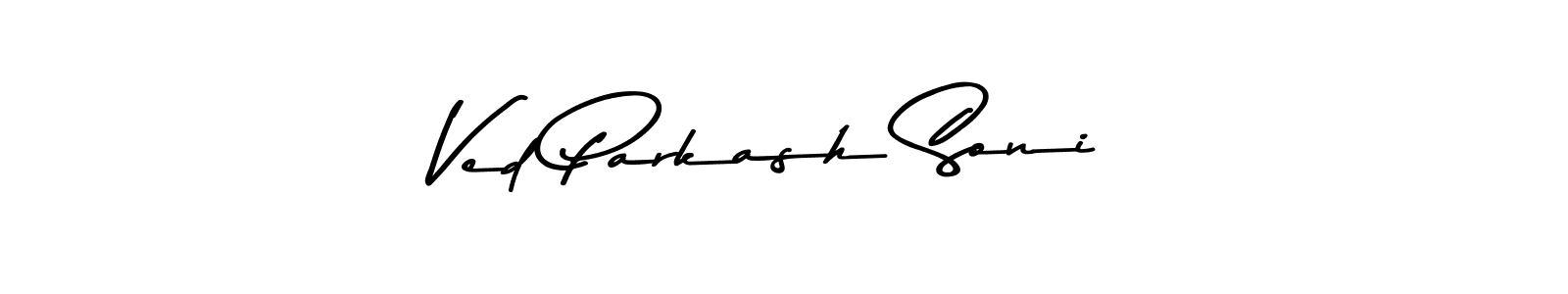 How to make Ved Parkash Soni name signature. Use Asem Kandis PERSONAL USE style for creating short signs online. This is the latest handwritten sign. Ved Parkash Soni signature style 9 images and pictures png
