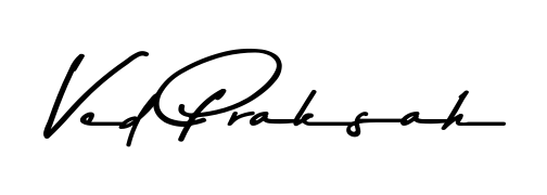 Personalize your online presence with Ved Praksah signature rendered in elegant Asem Kandis PERSONAL USE font. Great for website footers and blogs. Ved Praksah signature style 9 images and pictures png
