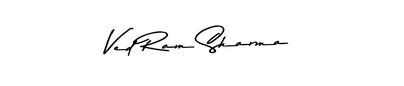 Create a beautiful signature design for name Ved Ram Sharma. With this signature (Asem Kandis PERSONAL USE) fonts, you can make a handwritten signature for free. Ved Ram Sharma signature style 9 images and pictures png