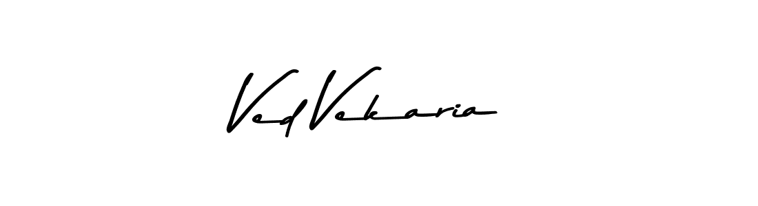 How to make Ved Vekaria name signature. Use Asem Kandis PERSONAL USE style for creating short signs online. This is the latest handwritten sign. Ved Vekaria signature style 9 images and pictures png