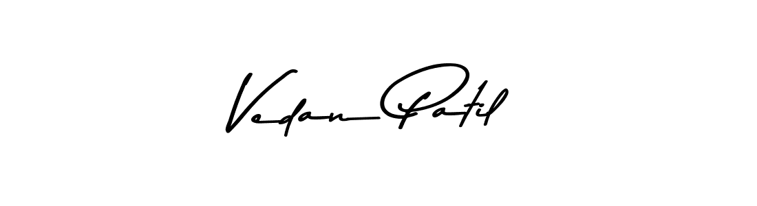 Make a beautiful signature design for name Vedan Patil. With this signature (Asem Kandis PERSONAL USE) style, you can create a handwritten signature for free. Vedan Patil signature style 9 images and pictures png