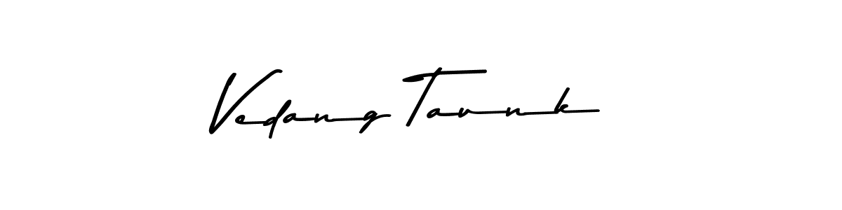 You can use this online signature creator to create a handwritten signature for the name Vedang Taunk. This is the best online autograph maker. Vedang Taunk signature style 9 images and pictures png