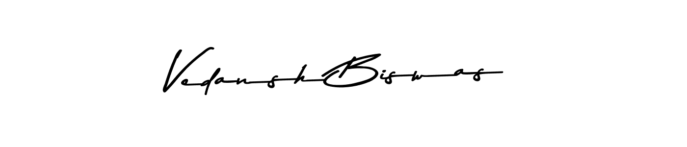 Create a beautiful signature design for name Vedansh Biswas. With this signature (Asem Kandis PERSONAL USE) fonts, you can make a handwritten signature for free. Vedansh Biswas signature style 9 images and pictures png