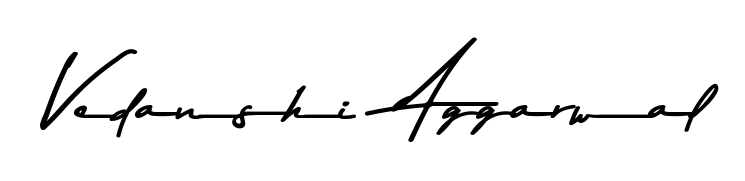 The Asem Kandis PERSONAL USE typeface gives name Vedanshi  Aggarwal a refined look. Suitable for certificates, diplomas, and official verification. Vedanshi  Aggarwal signature style 9 images and pictures png