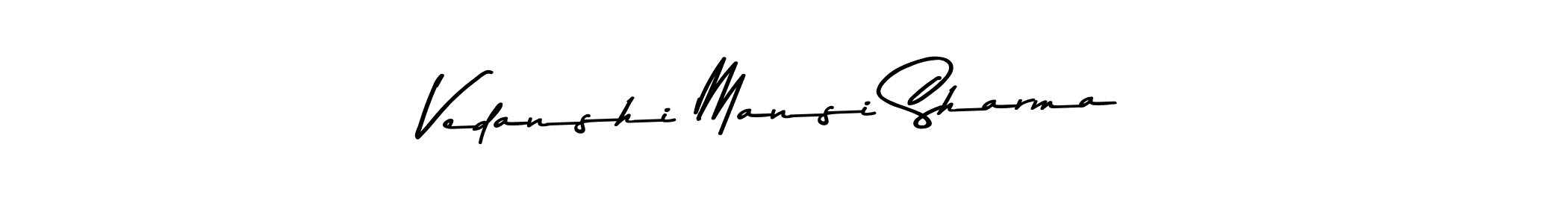 The best way (Asem Kandis PERSONAL USE) to make a short signature is to pick only two or three words in your name. The name Vedanshi Mansi Sharma include a total of six letters. For converting this name. Vedanshi Mansi Sharma signature style 9 images and pictures png