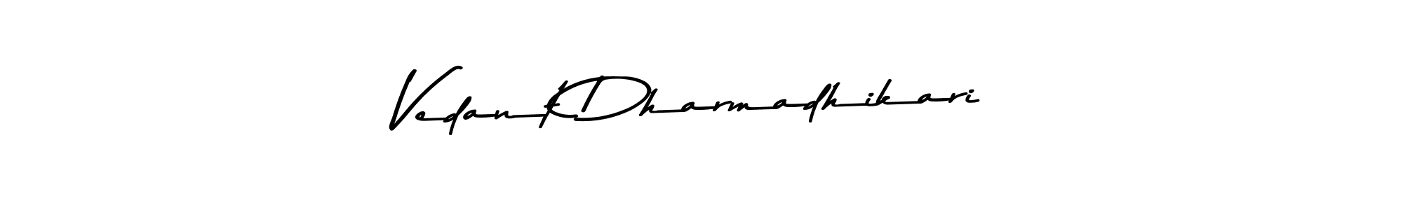 Make a beautiful signature design for name Vedant Dharmadhikari. With this signature (Asem Kandis PERSONAL USE) style, you can create a handwritten signature for free. Vedant Dharmadhikari signature style 9 images and pictures png