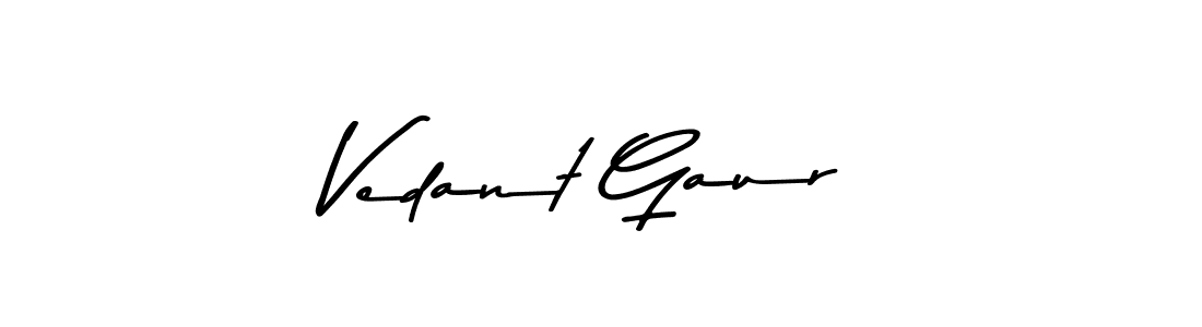 Make a beautiful signature design for name Vedant Gaur. With this signature (Asem Kandis PERSONAL USE) style, you can create a handwritten signature for free. Vedant Gaur signature style 9 images and pictures png