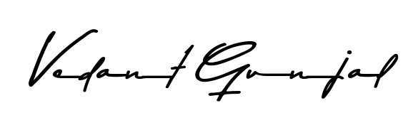 You should practise on your own different ways (Asem Kandis PERSONAL USE) to write your name (Vedant Gunjal) in signature. Don't let someone else do it for you. Vedant Gunjal signature style 9 images and pictures png