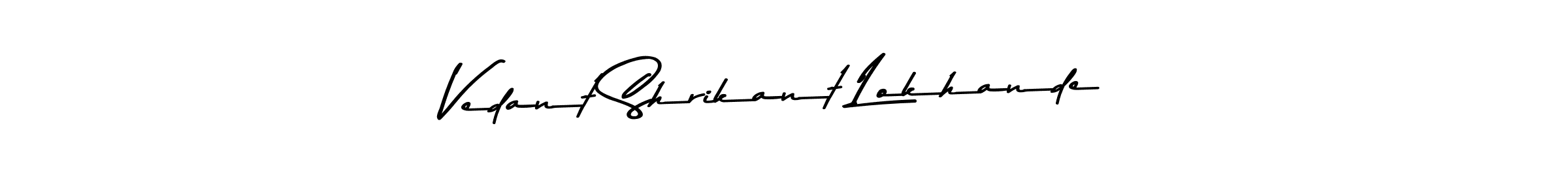 if you are searching for the best signature style for your name Vedant Shrikant Lokhande. so please give up your signature search. here we have designed multiple signature styles  using Asem Kandis PERSONAL USE. Vedant Shrikant Lokhande signature style 9 images and pictures png